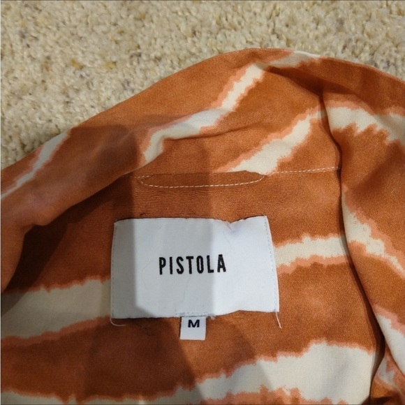 Pistola Women’s Lucy Pajama Top Zebra Print Burnt Orange Button Down Size M - Picture 9 of 10